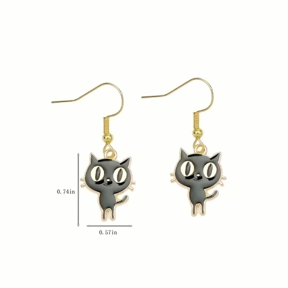 Black Cat Dangle Earrings